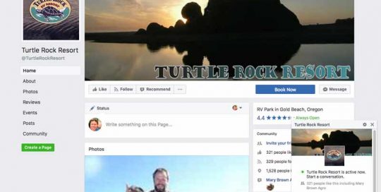 Turtle Rock RV Resort Facebook page
